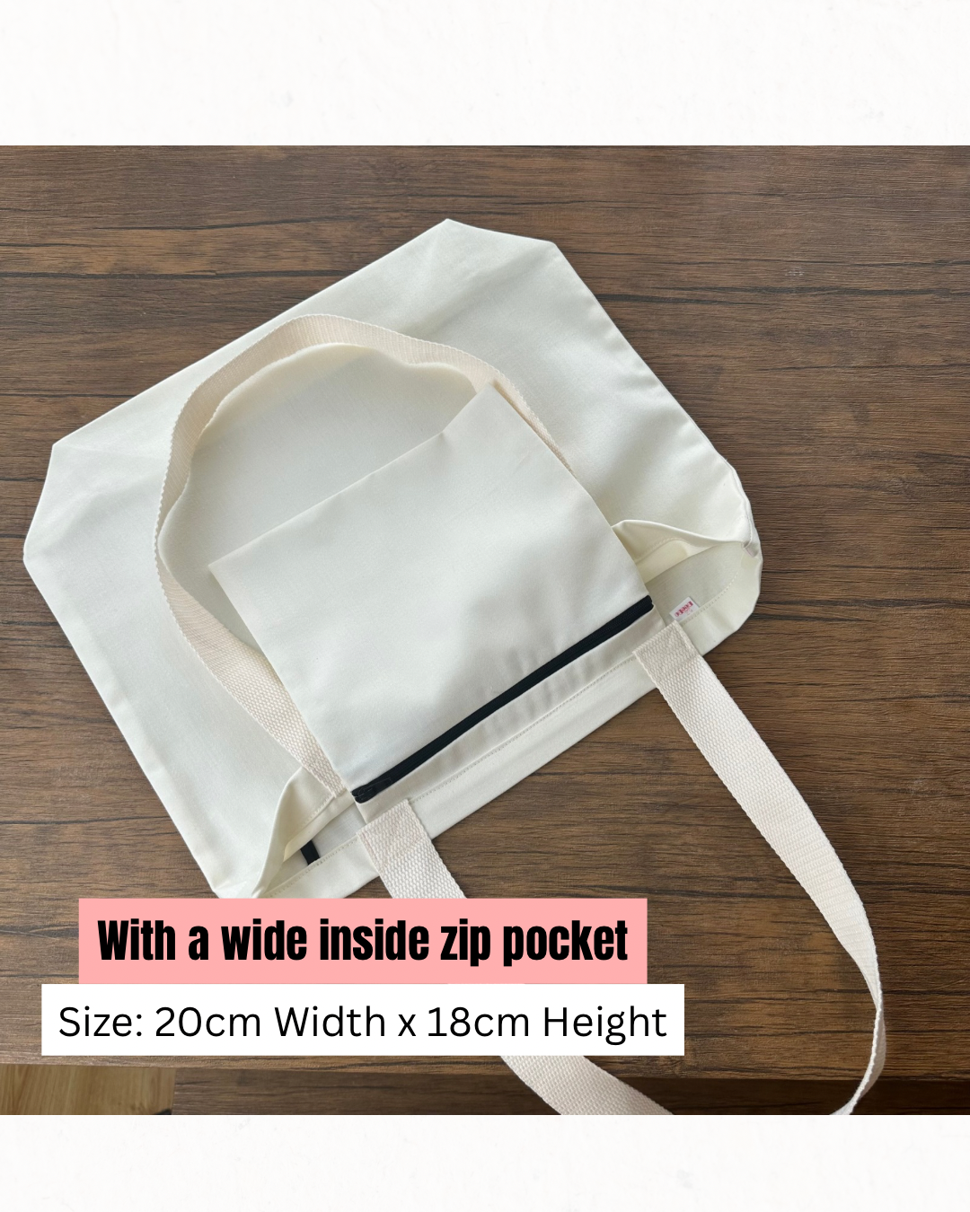 Personalised Tote Bag with Inner Zip Pocket – Custom Name Gift for Cat Lovers